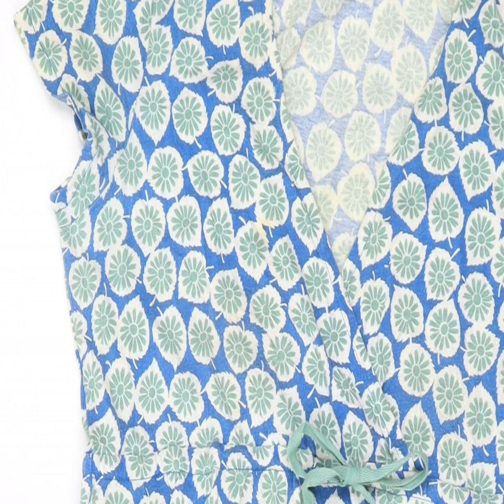 Boden Womens Green Geometric Polyester A-Line Size 12 V-Neck Pullover