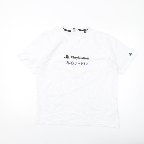 PlayStation Mens White Cotton T-Shirt Size M Crew Neck