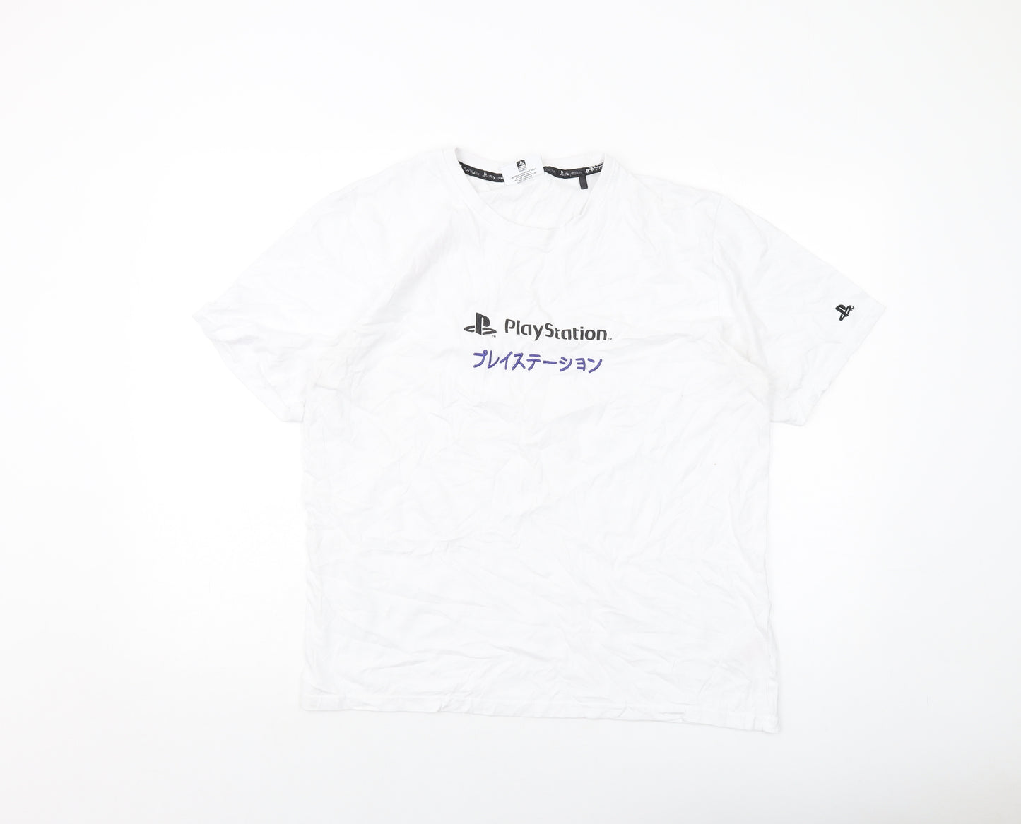 PlayStation Mens White Cotton T-Shirt Size M Crew Neck