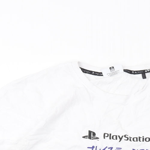 PlayStation Mens White Cotton T-Shirt Size M Crew Neck