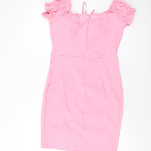 PRETTYLITTLETHING Womens Pink Polyester Mini Size 12 Sweetheart Zip