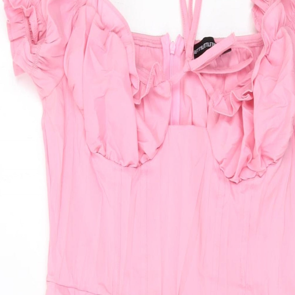PRETTYLITTLETHING Womens Pink Polyester Mini Size 12 Sweetheart Zip