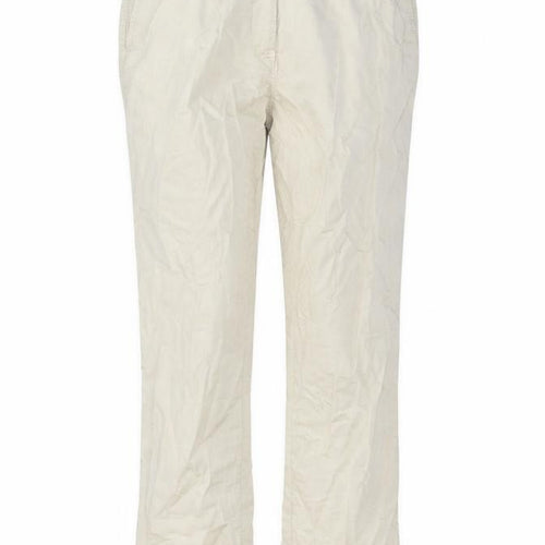 Marks and Spencer Womens Beige Cotton Trousers Size 30 in L27 in Regular Button