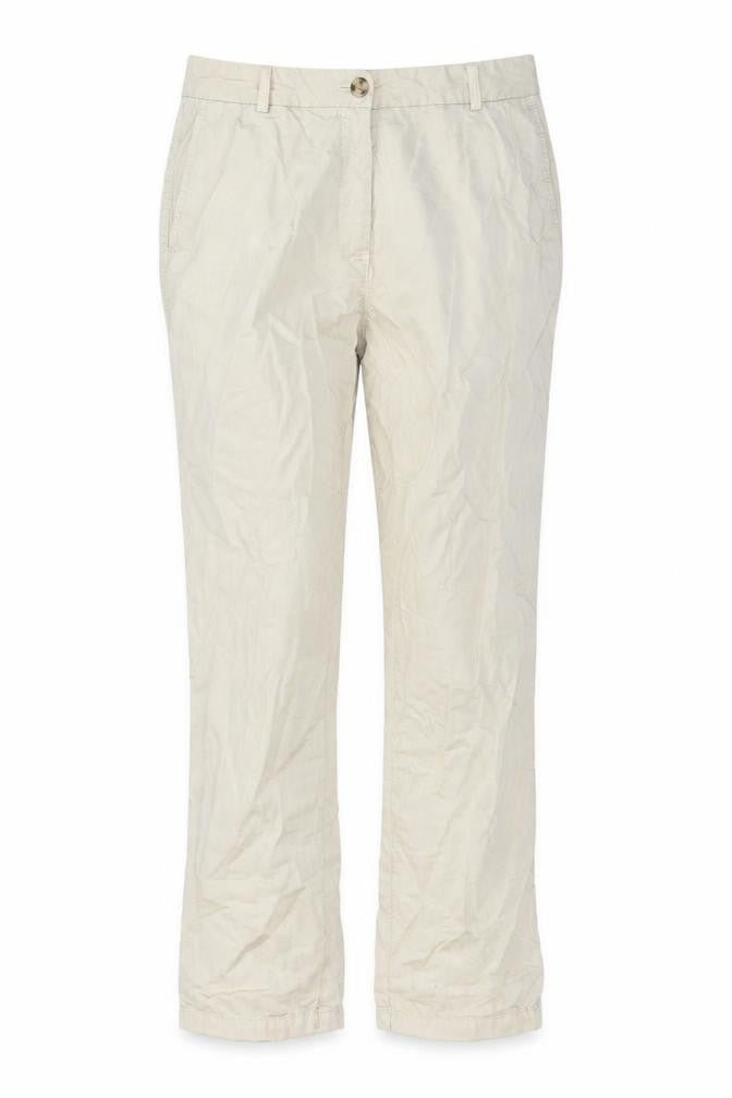 Marks and Spencer Womens Beige Cotton Trousers Size 30 in L27 in Regular Button