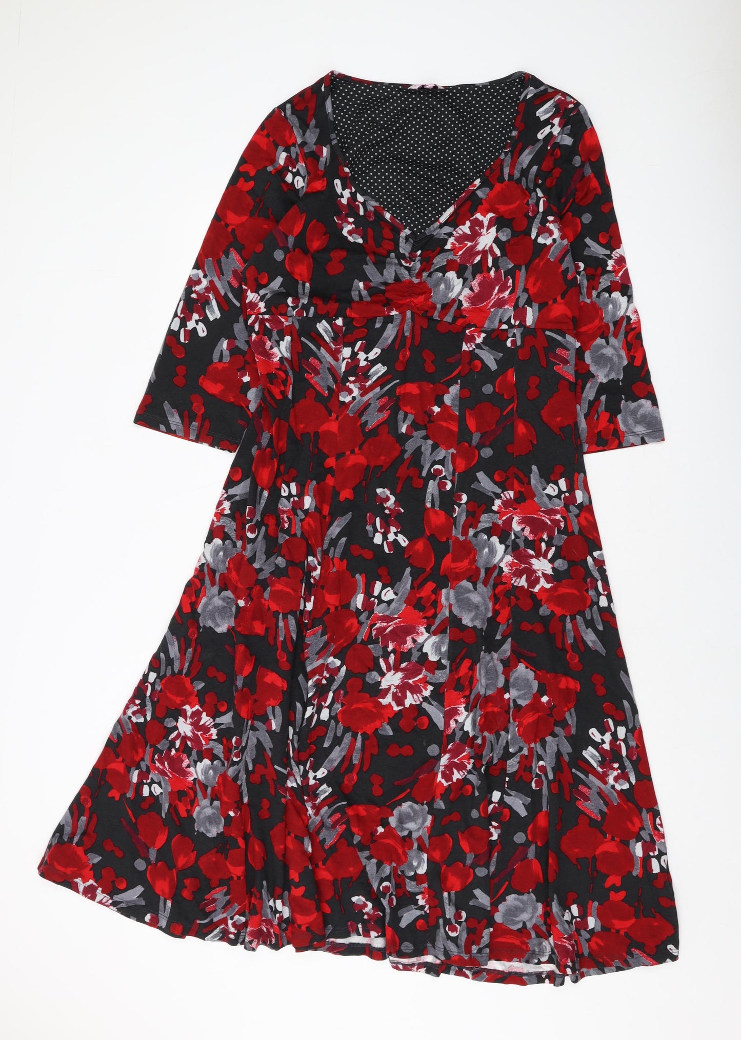 Per Una Womens Multicoloured Geometric Viscose A-Line Size 16 V-Neck Pullover