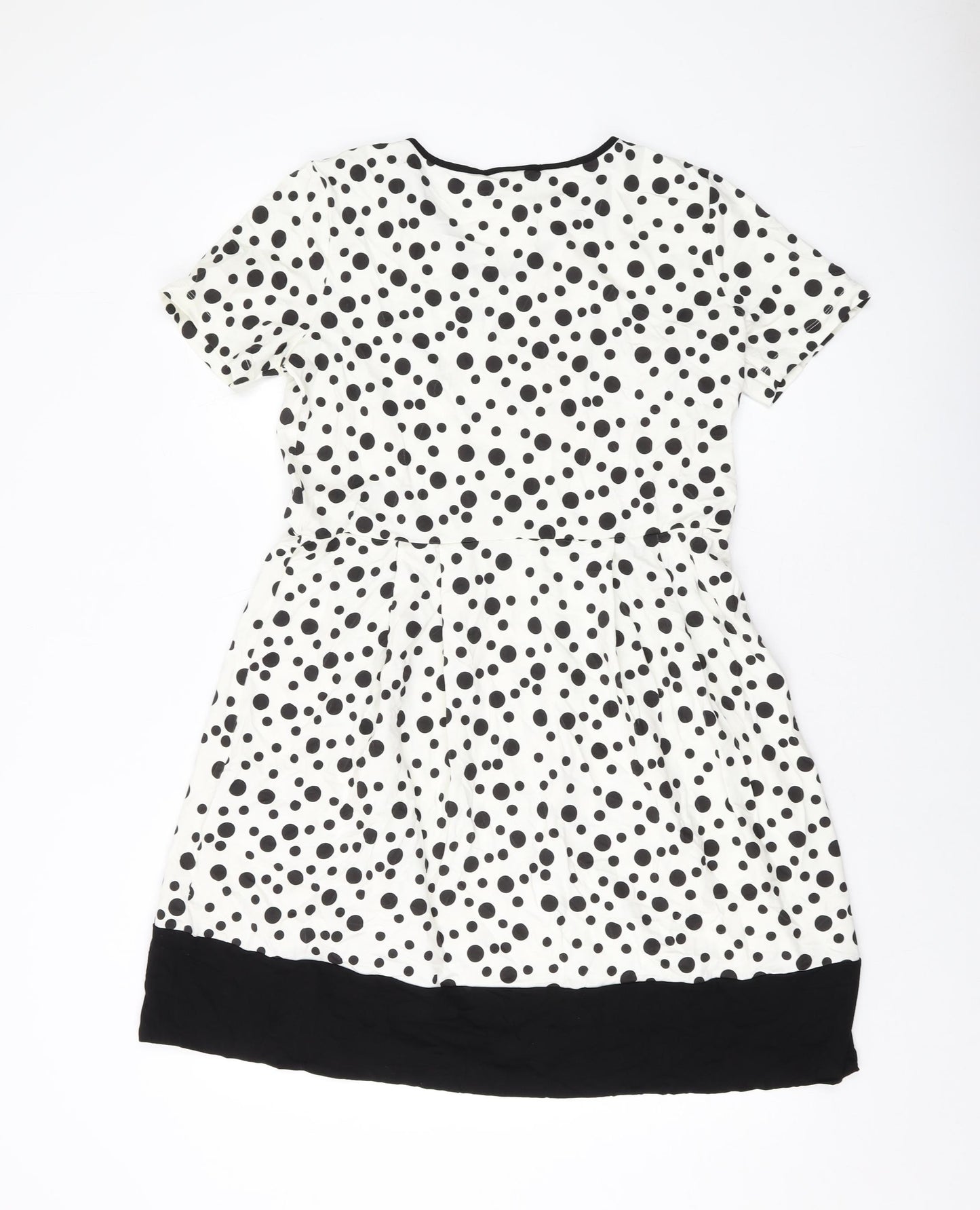 Privacy Womens Ivory Polka Dot Viscose A-Line Size 8 V-Neck Pullover