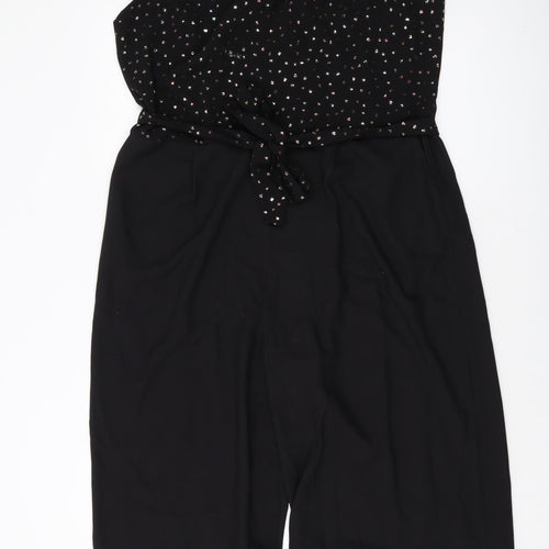 Oasis Womens Black Polyester Jumpsuit One-Piece Size 10 Button