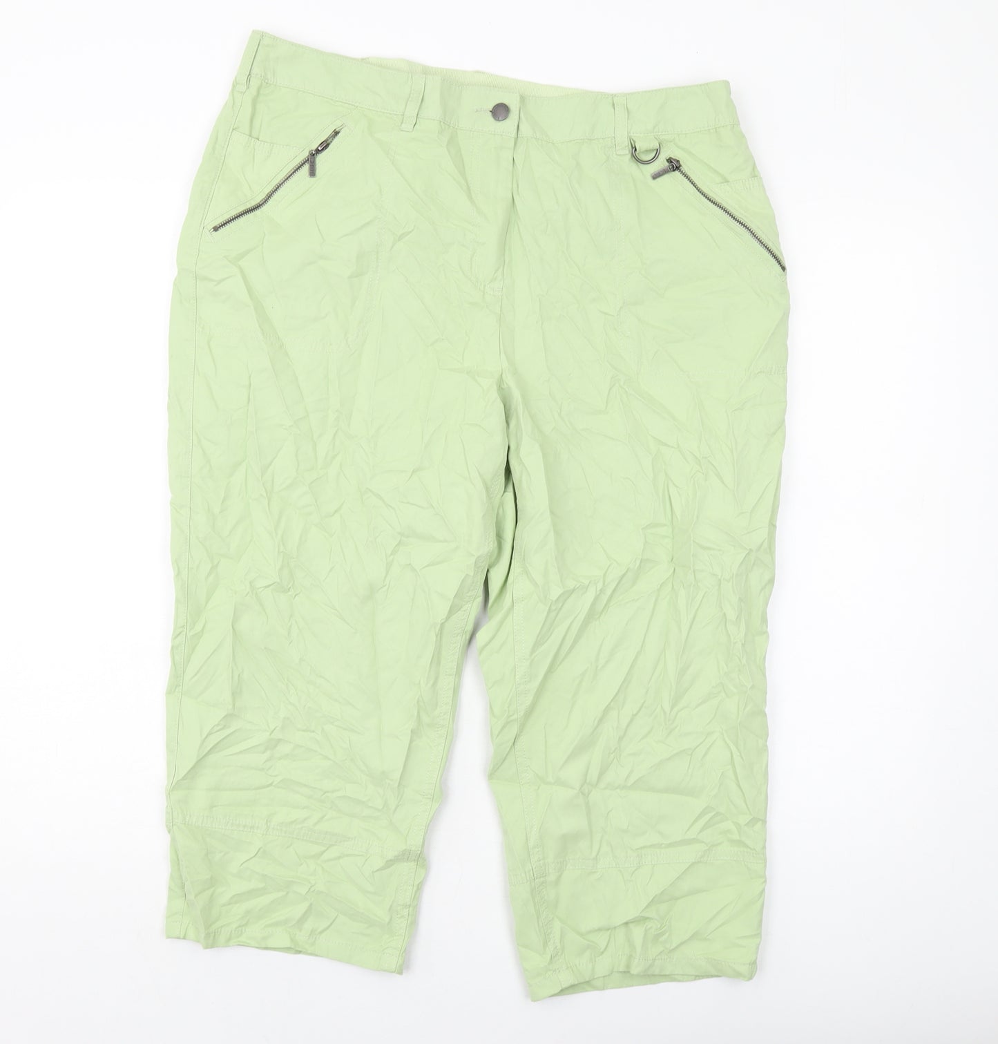 Maine Womens Green Polyester Trousers Size 16 L21 in Regular Button