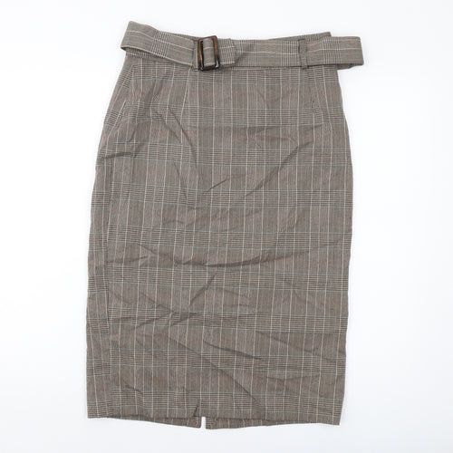 Principles Womens Brown Plaid Polyester Straight & Pencil Skirt Size 12 Zip