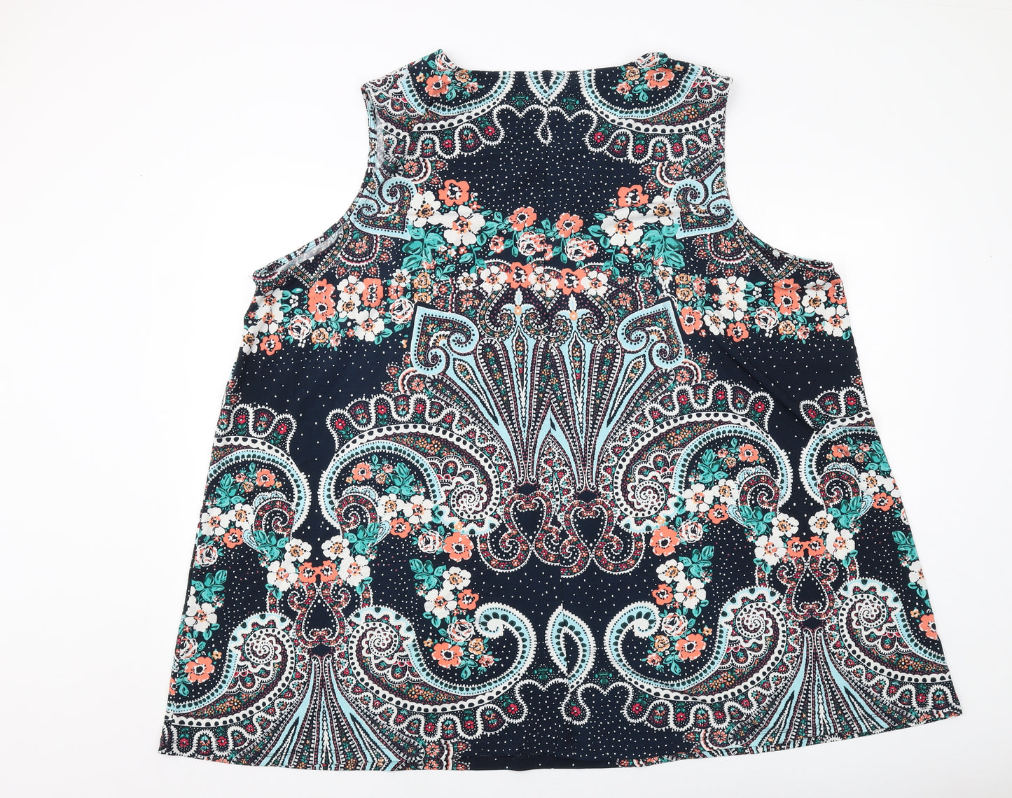 Evans Womens Multicoloured Geometric Polyester Basic Tank Size 26 Round Neck