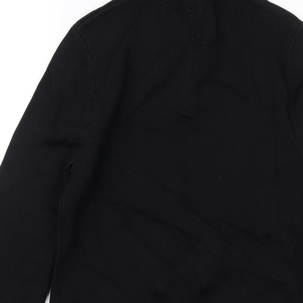 Zara Womens Black Viscose Basic Blouse Size M Mock Neck