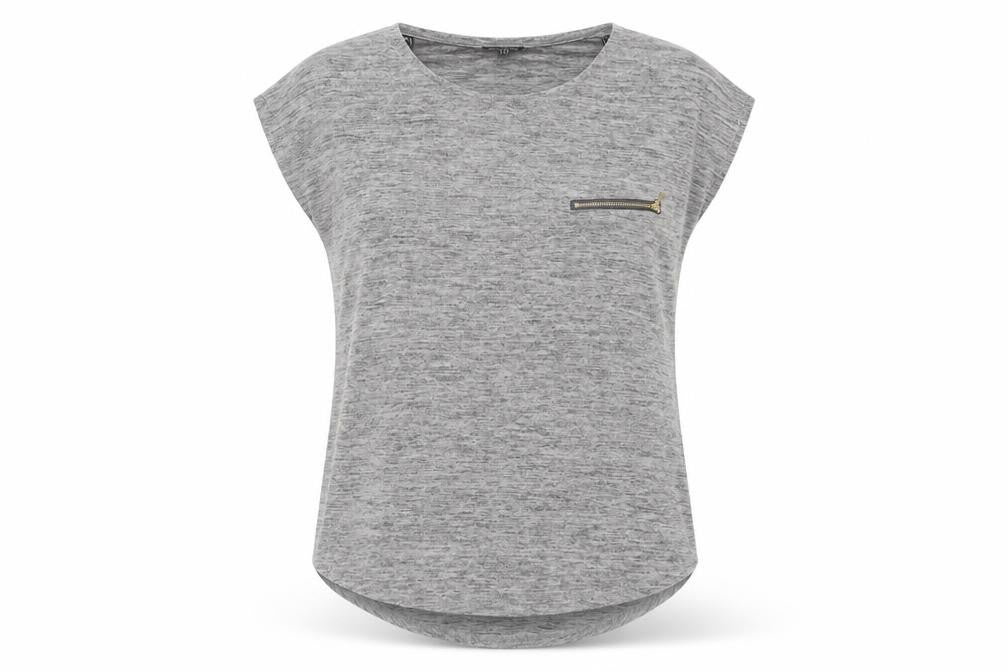 Warehouse Womens Grey Polyester Basic T-Shirt Size 10 Round Neck