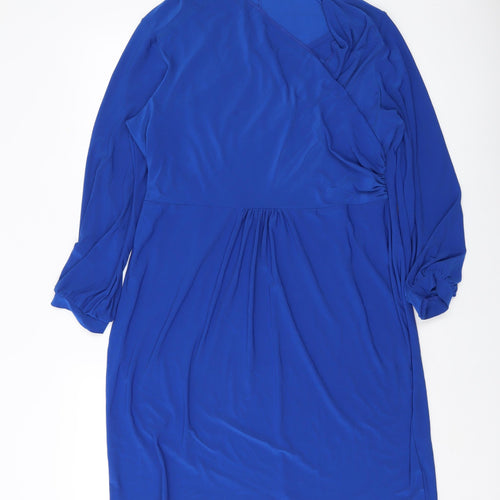 Kaleidoscope Womens Blue Polyester A-Line Size 18 V-Neck Pullover