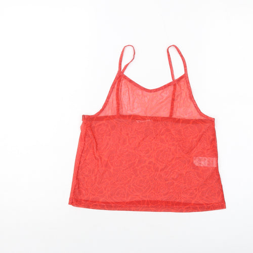 Candy Girls Red Geometric Polyester Basic Tank Size 13 Years Square Neck Pullover
