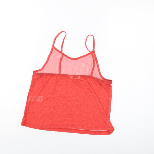 Candy Girls Red Geometric Polyester Basic Tank Size 13 Years Square Neck Pullover