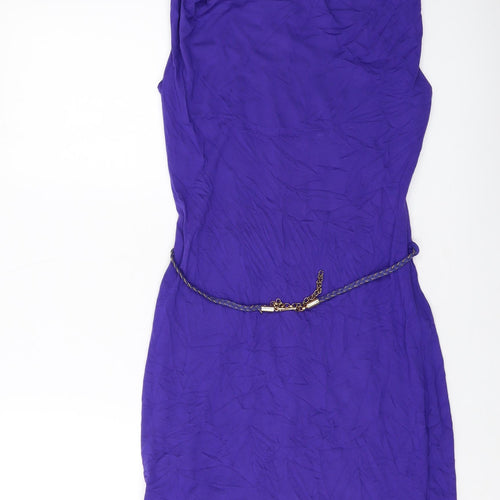 Mango Womens Blue Viscose Mini Size 8 Round Neck Pullover