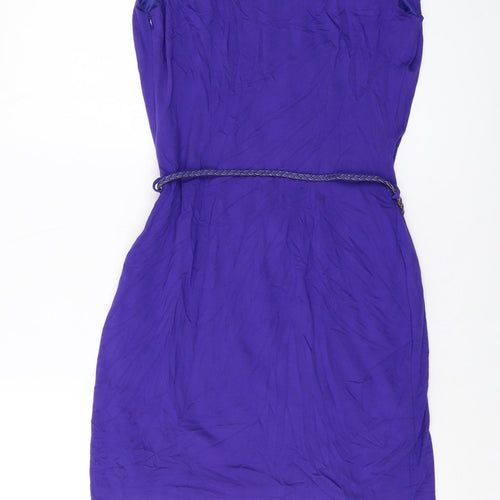 Mango Womens Blue Viscose Mini Size 8 Round Neck Pullover