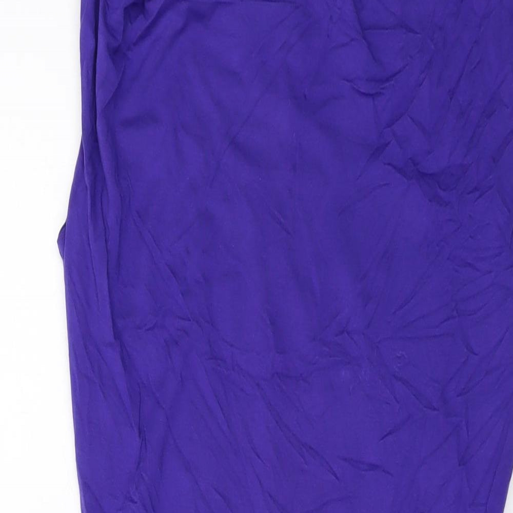 Mango Womens Blue Viscose Mini Size 8 Round Neck Pullover