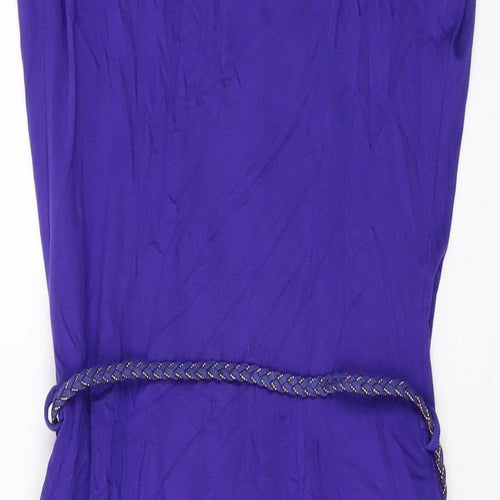 Mango Womens Blue Viscose Mini Size 8 Round Neck Pullover