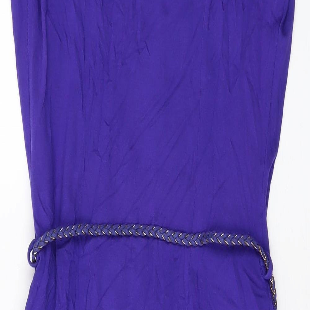 Mango Womens Blue Viscose Mini Size 8 Round Neck Pullover