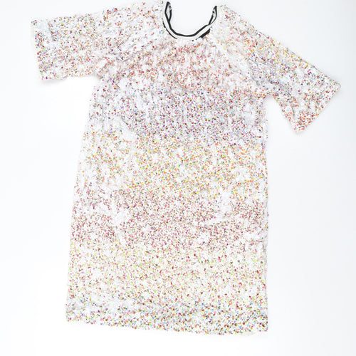 NEXT Womens Multicoloured Polyester Tank Dress Size 8 Round Neck Pullover - Sequins