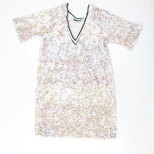NEXT Womens Multicoloured Polyester Tank Dress Size 8 Round Neck Pullover - Sequins