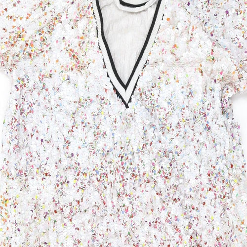 NEXT Womens Multicoloured Polyester Tank Dress Size 8 Round Neck Pullover - Sequins