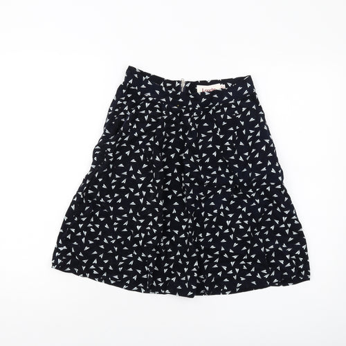 Louche Womens Blue Geometric Cotton A-Line Skirt Size 8 Zip