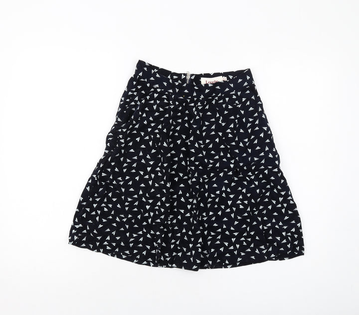 Louche Womens Blue Geometric Cotton A-Line Skirt Size 8 Zip