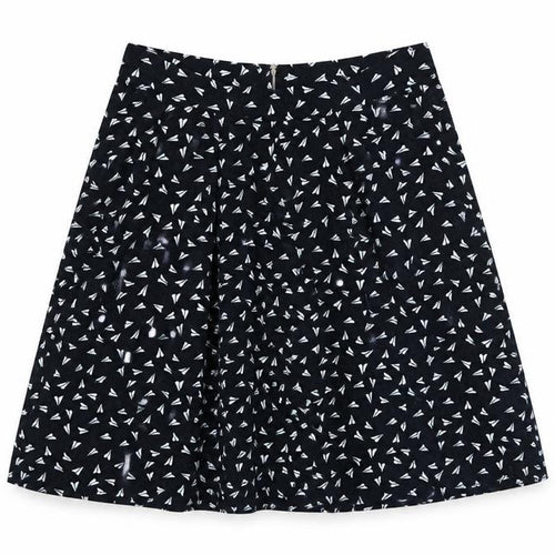 Louche Womens Blue Geometric Cotton A-Line Skirt Size 8 Zip