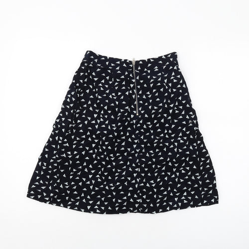 Louche Womens Blue Geometric Cotton A-Line Skirt Size 8 Zip