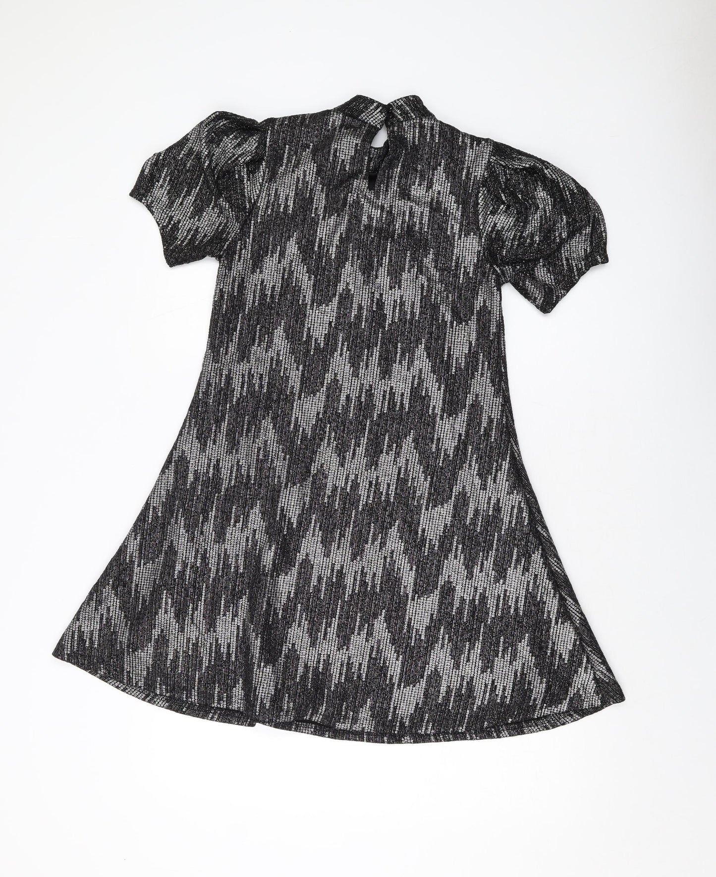 Blue Vanilla Womens Black Polyester A-Line Size 10 Mock Neck Button