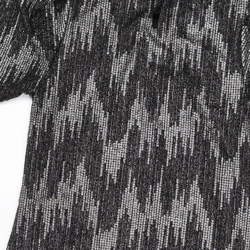 Blue Vanilla Womens Black Polyester A-Line Size 10 Mock Neck Button