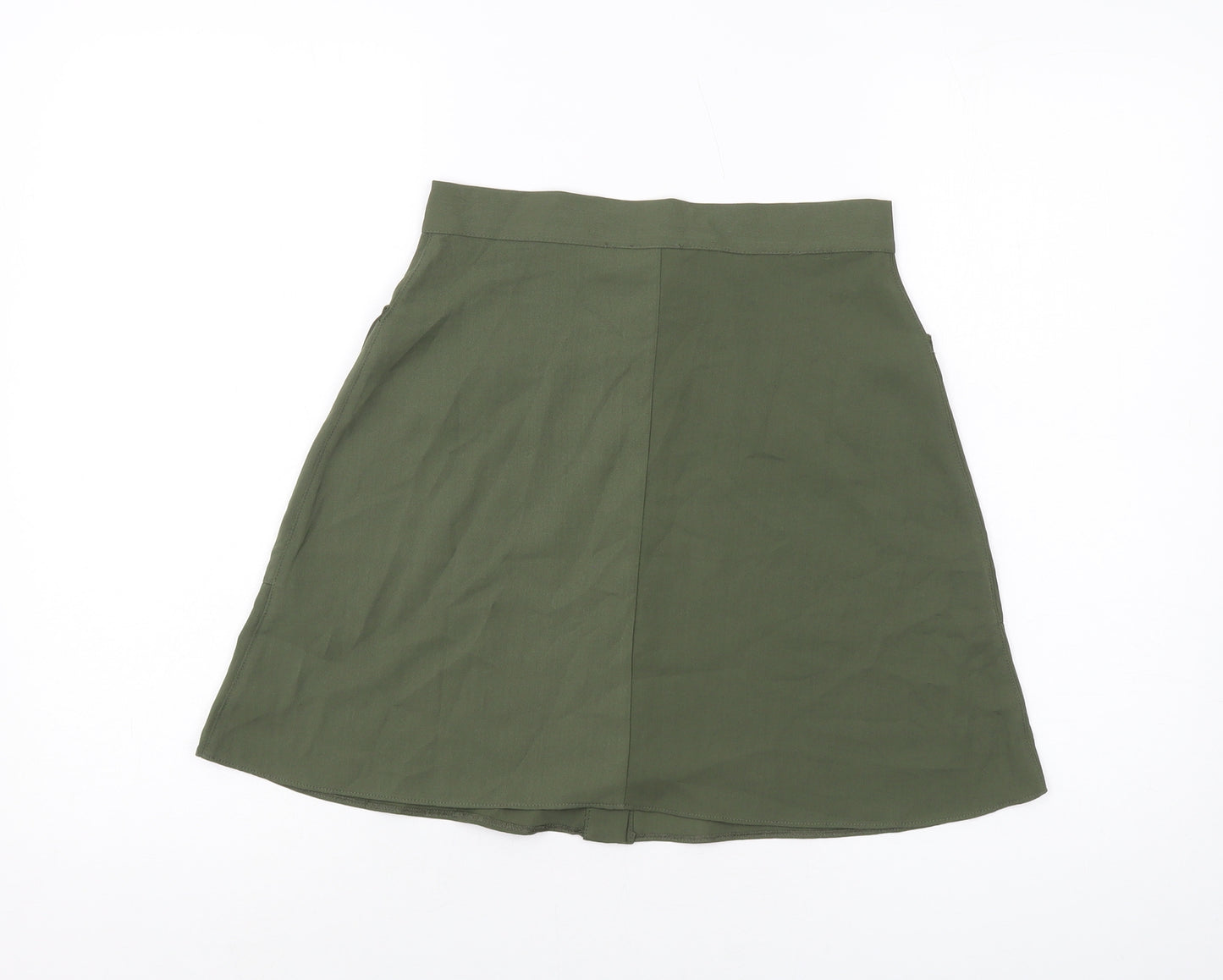 ASOS Womens Green Polyester A-Line Skirt Size 8 Button