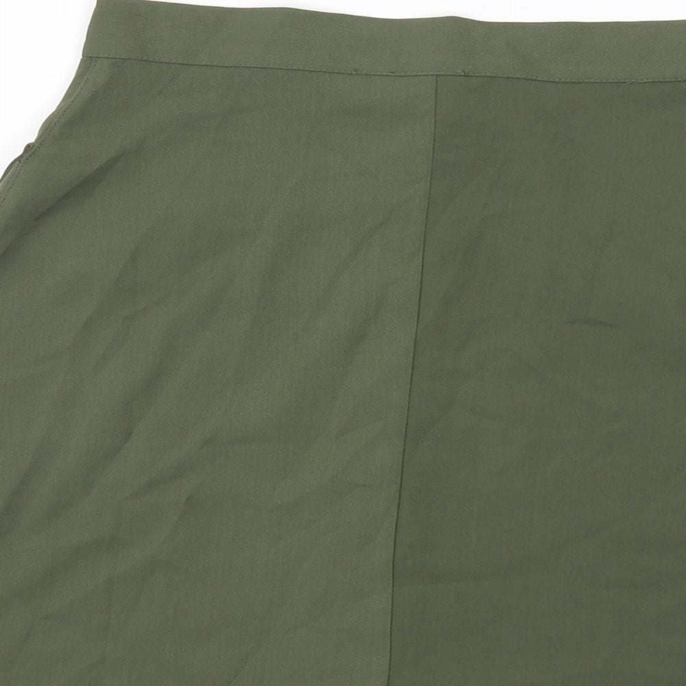 ASOS Womens Green Polyester A-Line Skirt Size 8 Button