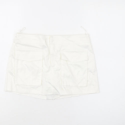 Zara Womens Ivory Polyester Skort Skirt Size S Hook & Eye