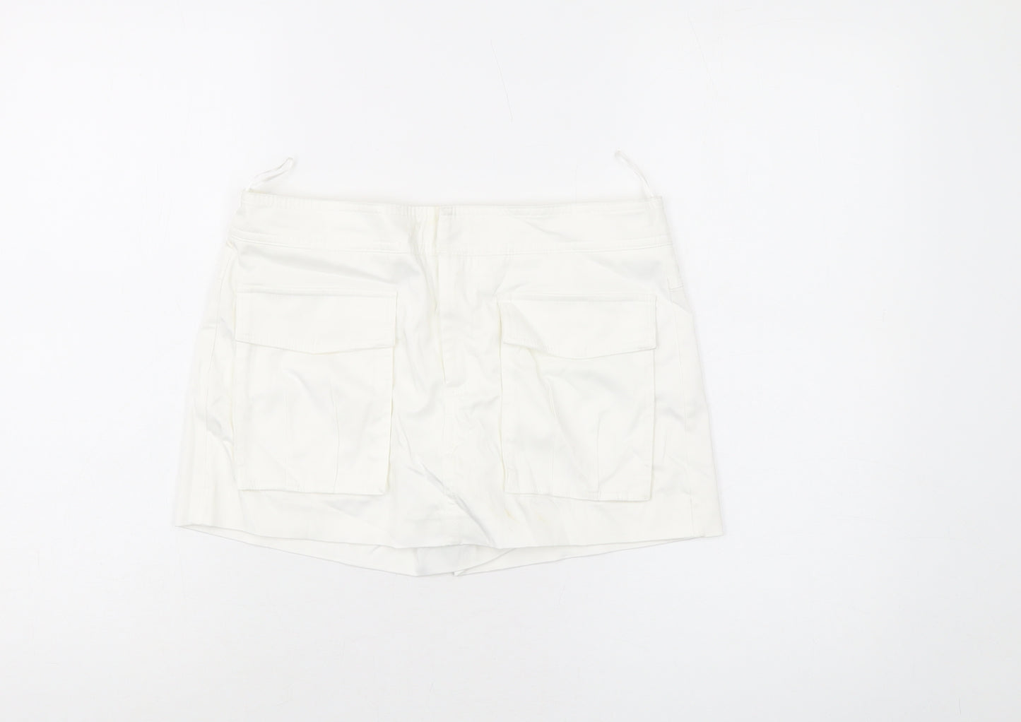 Zara Womens Ivory Polyester Skort Skirt Size S Hook & Eye