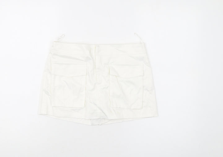 Zara Womens Ivory Polyester Skort Skirt Size S Hook & Eye