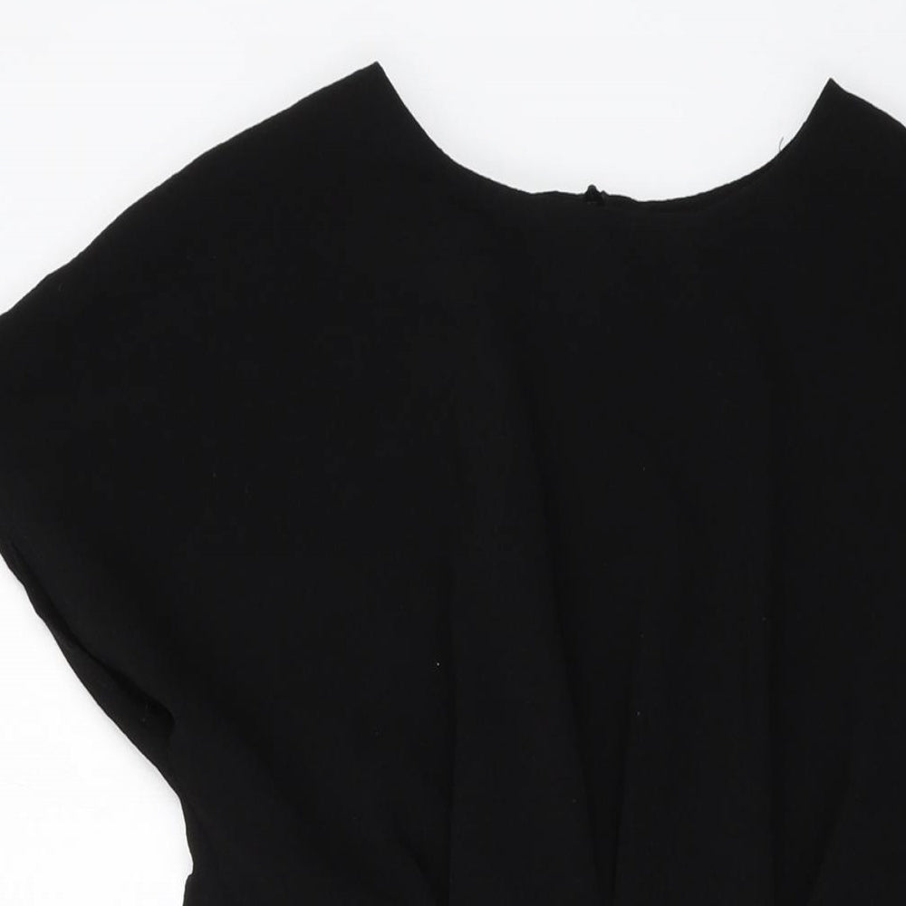 ASOS Womens Black Polyester A-Line Size 12 Round Neck Zip