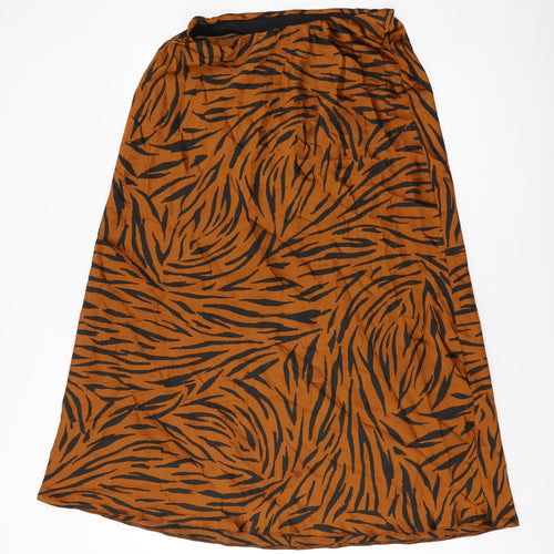 New Look Womens Brown Animal Print Polyester A-Line Skirt Size 12