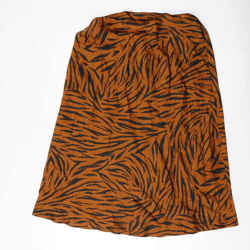 New Look Womens Brown Animal Print Polyester A-Line Skirt Size 12