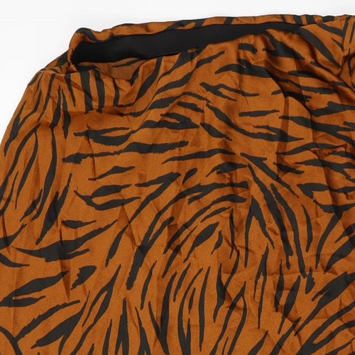 New Look Womens Brown Animal Print Polyester A-Line Skirt Size 12