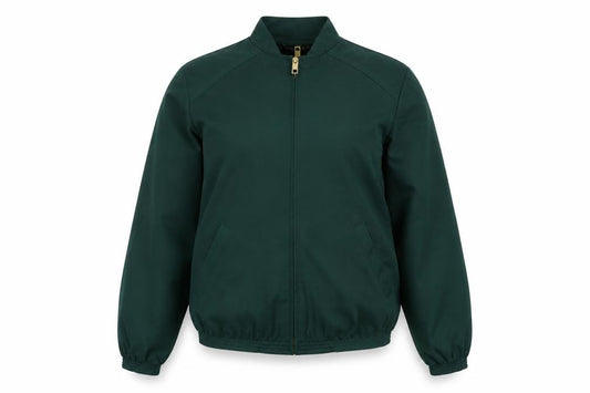 Front view of Nina Leonard women’s green bomber jacket jacket, size XS, zip