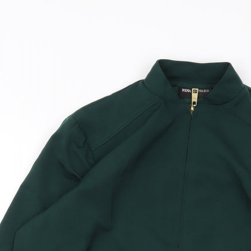 Nina Leonard Womens Green Bomber Jacket Jacket Size XS Zip