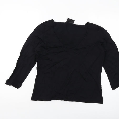 Principles Womens Black Viscose Basic Blouse Size 16 Square Neck