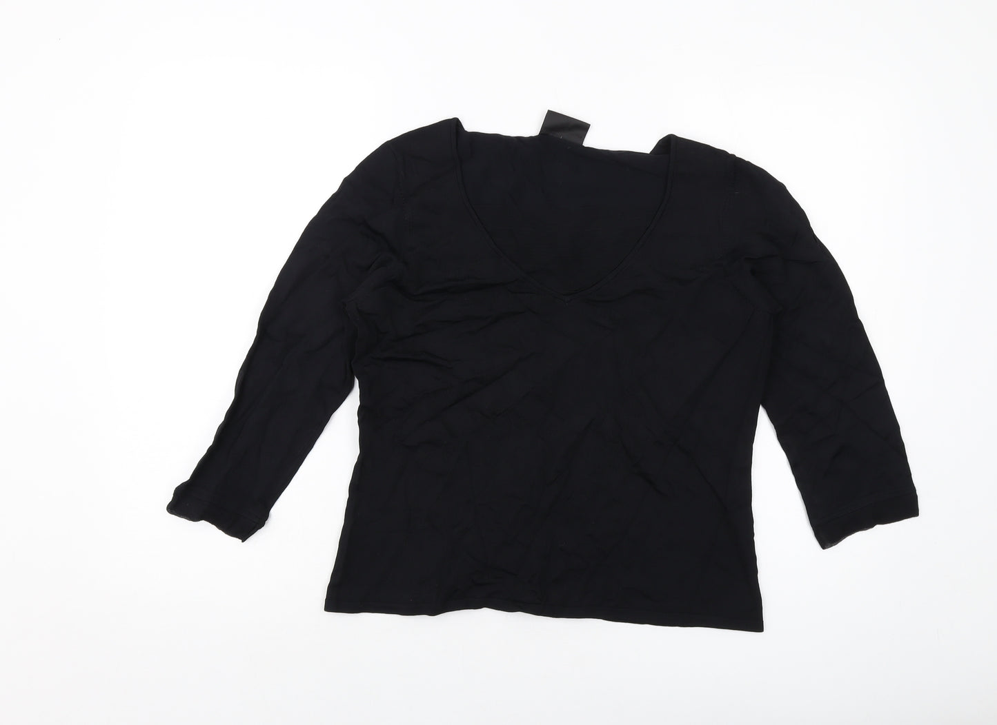 Principles Womens Black Viscose Basic Blouse Size 16 Square Neck