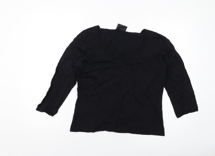 Principles Womens Black Viscose Basic Blouse Size 16 Square Neck
