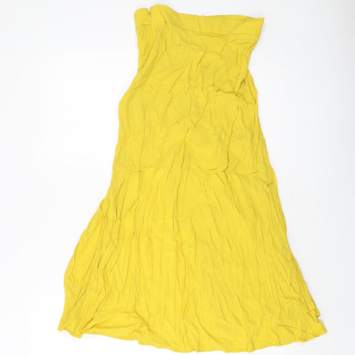 H&M Womens Yellow Polyester A-Line Skirt Size 6 Zip