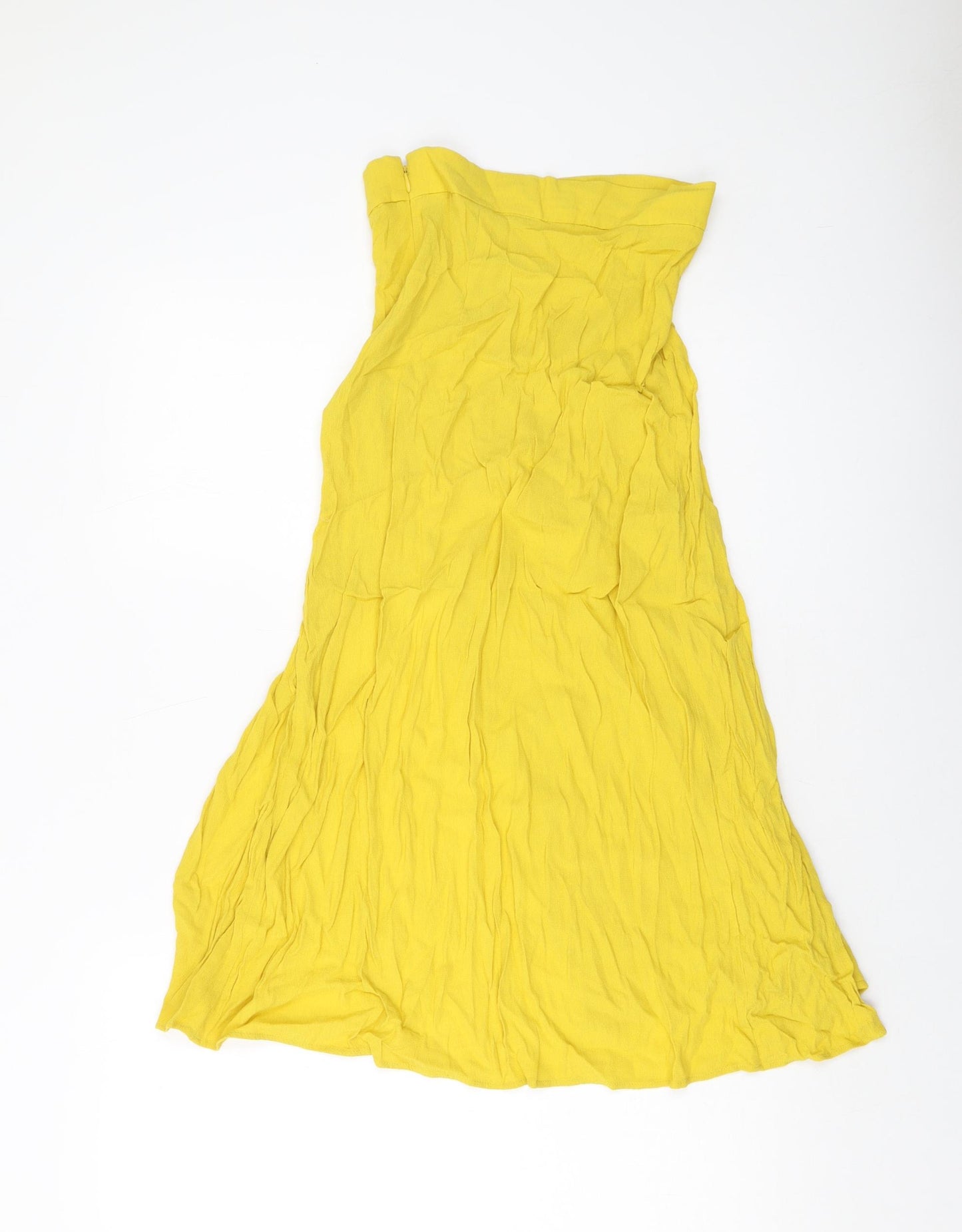 H&M Womens Yellow Polyester A-Line Skirt Size 6 Zip