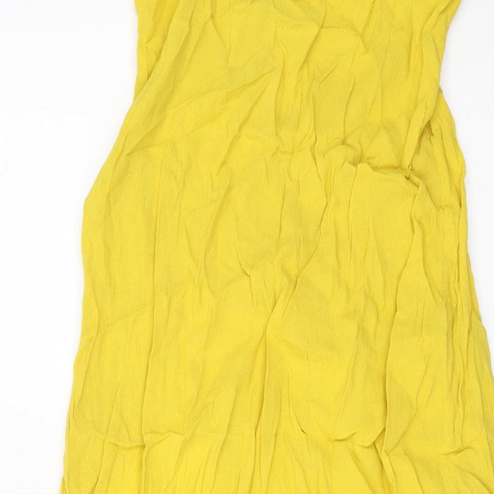 H&M Womens Yellow Polyester A-Line Skirt Size 6 Zip